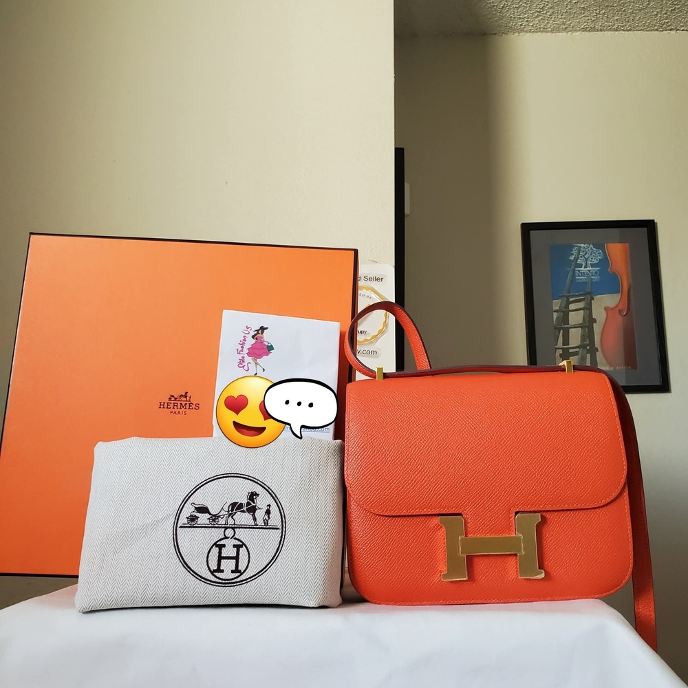 Hermes Constance 18 Orange Epsom Crossbody Bag Classic